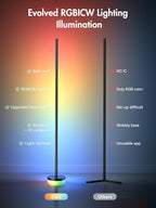 Corner Floor Lamp 2 Pack,RGBICW LED Corner Lamp with 1300lm Smart Modern Floor Lamp,App & Remote Control,Music Sync,Color Changing Standing Lamp for Bedroom Living Room and Gaming Rooms