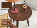 100% Solid Oak Round Side Table Set of 2, Small Bedside Table for Small Spaces, Living Room End Table with Stable Frame, Modern Nightstand for Bedroom Couch(Walnut, 17.71" D x 19.68" H)