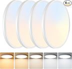 Brightever 9 Inch Flush Mount LED Ceiling Light Fixture, 5-in-1 CCT 2700K/3000K/4000K/5000K/6500K Selectable, 180W Equivalent, 2200LM Super Slim 18W LED Ceiling Lights for Living Room, Porch, 4 Packs