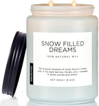 M&SENSE Snow Filled Dreams Winter Large Scented Candles, 19.4oz 110 Hour Clean Non Toxic Long Lasting Candle Organic Natural Soy Wax Candle Gifts for Women Men