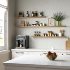 47.2 Inches Long Floating Shelves Wall Mounted, 2 Set Rustic Wall Shelf for Bedroom, Nursery Book Shelf with Lip, Picture Ledge Shelf for Wall Decor Living Room Bathroom Kitchen - Oak