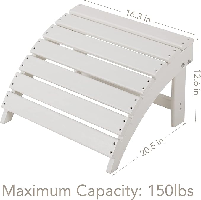 Sundale Outdoor Folding Plastic Adirondack Ottoman, All-Weather Adirondack Chair Footrest, Fade and Rust Resistant, Perfect for Outside Patio Garden Pool Yard White