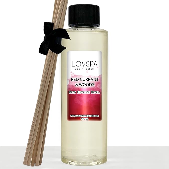 LOVSPA Holiday Red Currant & Woods Diffuser Oil - Luxury Essential Oils for Diffuser Refill & Air Freshener Room Spray - Long-Lasting Home Fragrance, Scented Oil for Diffusers, USA Made, 4oz