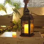 NEEDOMO Large Candle Lanterns Decorative Indoor, 14.4" Outdoor Lantern with Clear Glass, Vintage Metal Candle Holders in Black, Patio Wedding Home Kitchen Coffee Table Livinig Room Decor