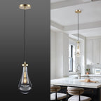 Raindrop Pendant Light for Kitchen Island, Gold Modern Crystal Glass Modern Pendant Lights, Pendant Light in Kitchen Island, E12 Bulb Pendant Lights Indoor Island, for Dining Room,Living Room