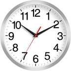12 Inch Wall Clock Modern Battery Operated Silent Non Ticking Analog Clock Decorative for Bedroom Kitchen Bathroom Office Home Living Room (Silver)