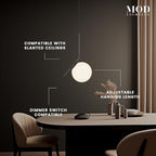 𝗠𝗢𝗗 𝗟𝗜𝗚𝗛𝗧𝗜𝗡𝗚 Jewels & Pearls | Modern Black Pendant Light Fixture, Hanging Globe Pendant Light for Kitchen Island Lighting, Dimmable LED Bulb Included, 1 Pack (Black | Warm White | L-Shape)