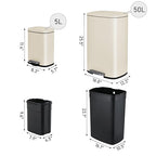 Arlopu 13.2+1.3 Gallon Step Trash Can, Stainless Steel Garbage Bin, Soft-Close Rubbish Bin with Removable Plastic Inner Bucket, Fingerprint-Proof, Lid Dustbin, for Kitchen Home (Beige)