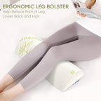 Forias Knee Pillow for Back Sleeping, Memory Foam Bolster Pillow for Legs Elevation Half Moon Pillow Leg Elevating Pillow for Relaxation, Washable Pillowcase Crafted with Rayon Derived from Bamboo