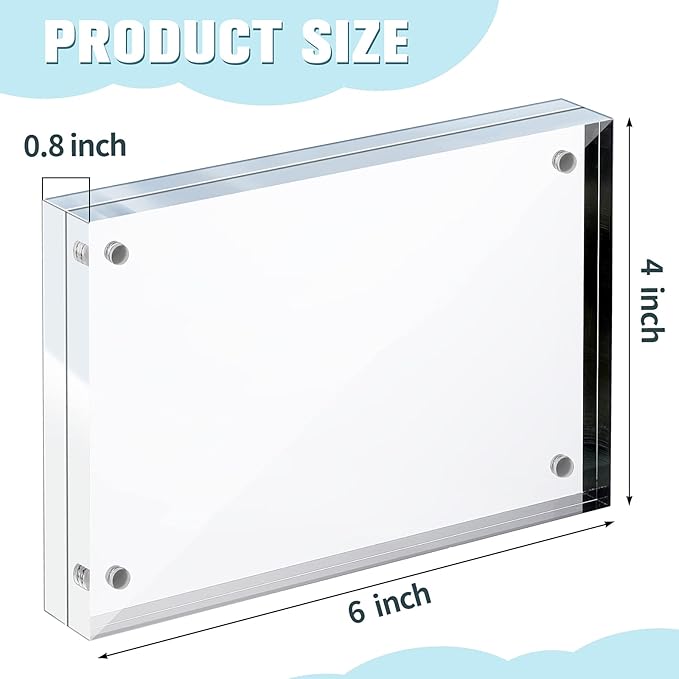 5 Pack 4 x 6 Inches Acrylic Picture Frame Desktop Frameless Photo Frame Double Sided Transparent Acrylic Horizontal Magnetic for Desk Desktop Display Pictures Holder