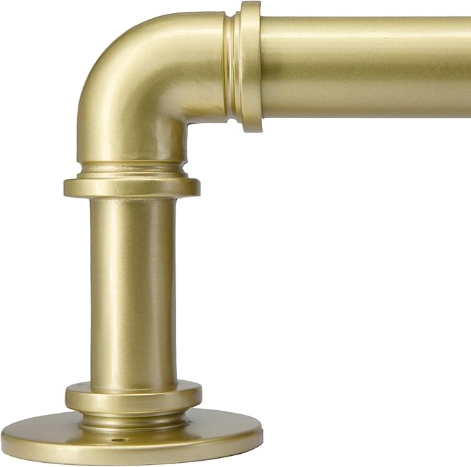 Gold Curtain Rods 18 to 45 in,Wraparound Curtain Rods,Adjustable Length,1 in Diameter Pipe,Wall or Ceiling Mounted,for Bedroom and Living Room (Gold 18” to 45”)