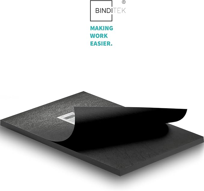 Binditek 20 Pack 16 Mil Leather-Textured Heavyduty Polycovers, 11 x 17" Tabloid Size, Binding Presentation Covers for Business Reports and Proposals, Black, Office Supplies