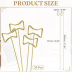 uxcell 30 Pcs Table Card Holders, 11.8 Bow Metal Craft Wire Clips Picture Clip Table Number Holders Picks for Wedding, Photos, Memo, Restaurant, Gold