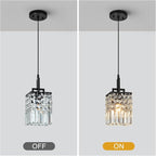 Modern Crystal Pendant Light Kitchen Island Farmhouse Lamp Adjustable Height Hanging Lighting Square Black Chandelier Suitable for Kitchen Island Dining Room and Bedroom(2Pack)