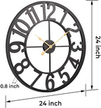 Vantic 24 Inch Large Wall Clock, Arabic Numeral Metal Oversized Wall Clocks for Living Room Decor, Bedroom and Kitchen, Completely Silent, Non Ticking, Battery Operated