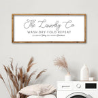 ZZJJHYWGQ Laundry Room Wall Decor 32"×12" Wash Dry Fold Repeat Funny Laundry Sign Rustic Farmhouse Decor Large Wooden Frame Humorous Quote Wall Hanging Art (Wood)