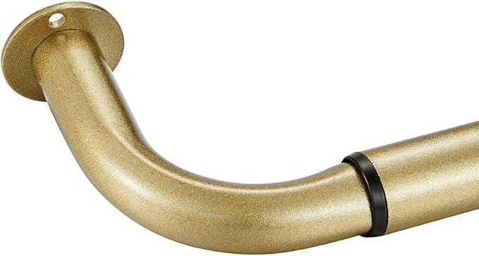 Room Darkening Curtain Rod, Wrap Around Design, Extra-Thick 1-Inch Diameter Single Drapery Rod, Extendable Metal Rod Set for the Blackout Curtains and Sheer (Antique Gold, 28-48")