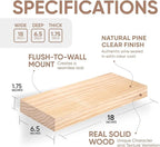 Homeforia 18 inch Natural Floating Shelf, High End Solid Real Wood 18inch Small Floating Shelves for Wall Mounted, Natural Wooden Floating Shelves, Heavy Duty Bracket, 18 X 6.5 X 1.75 in, Set of 2