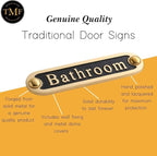 Bathroom Brass Door Sign. Traditional Style Home Décor Wall Plaque Handmade By The Metal Foundry UK.