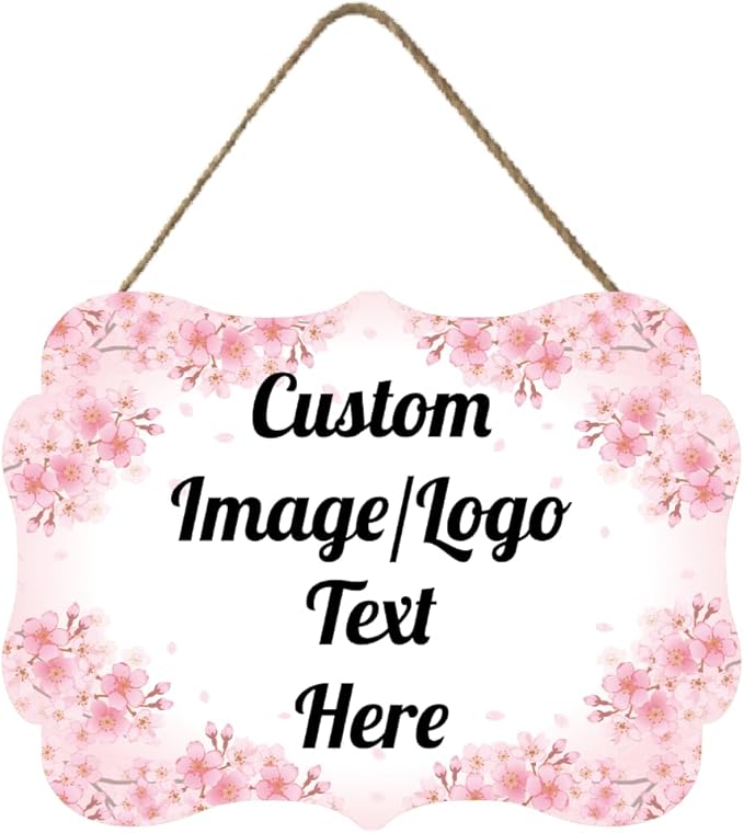 Personalized Wooden Welcome Sign Front Door Decor Home Sign Customized Image/Text Hanging Farmhouse Decorations for Home Office 11.2 * 8 Inch