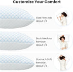Shredded Memory Foam Pillows for Sleeping Side Sleeper Pillow Support Adjustable Bed Pillow Standard Pillow with 2 Extra Fill Blue