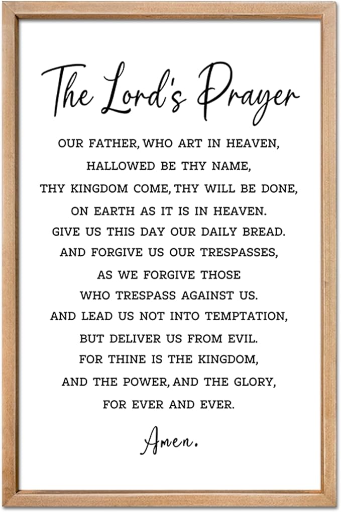 FZMHASLWW The Lords Prayer Wall Decor Art 24"×16" Our Father Prayer Bible Verse Sign Large Wood Framed Wall Hanging (Wood)