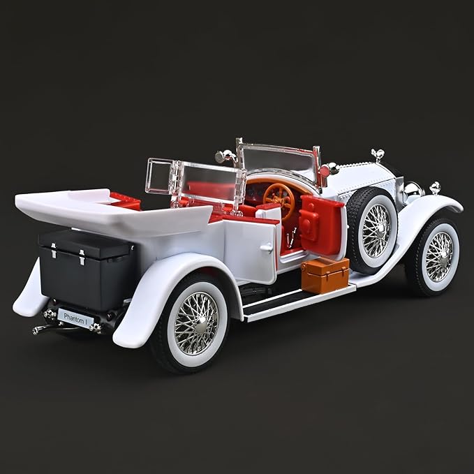 Model Car Kits Adults and Boys 1/24 Diecast Cars Phantom Generation Vintage Car Collectibles,Die Cast Metal Pull Back Cars with Lights and Sounds,Toy Cars for Boys Age 3-12（White）