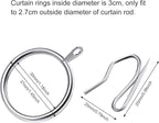 Hotop 60 Pieces 1.26 Inch Metal Drapery Curtain Rings Curtain Hanging Rings and 60 Pieces Metal Drapery Pin Hooks for Drapes Window Door Shower (Silver)