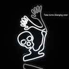 WLHOPE Skull Neon Signs - White LED Skeleton Skull Signs for Wall Decor, Halloween Decor, USB Waving Ghost Neon Light Up Signs for Bedroom, Kid's Room, Bar, Club, Shops, Party Decoration