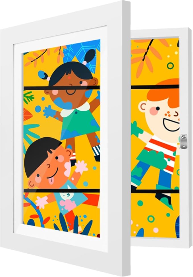 1 Pack Kids Artwork Frames 10x12.5 Inch Changeable Kids Art Frame with Front Opening for Art Display, Horizontally Vertically Wall Mount for Kids Drawing & School Projects (White)