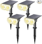 Linkind Solar Lights Outdoor Waterproof IP67, StarRay Dusk-to-Dawn Outdoor Solar Lights, 3 Lighting Modes Solar Spot Lights Outdoor for Garden, Yard, Landscape (Warm White, 4 Pack)