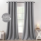 MIULEE Linen Texture Curtains for Bedroom Solid 100% Blackout Thermal Insulated Grey Curtains Grommet Room Darkening Curtains/Draperies Luxury Decor for Living Room Nursery 52x120 Inch (2 Panels)