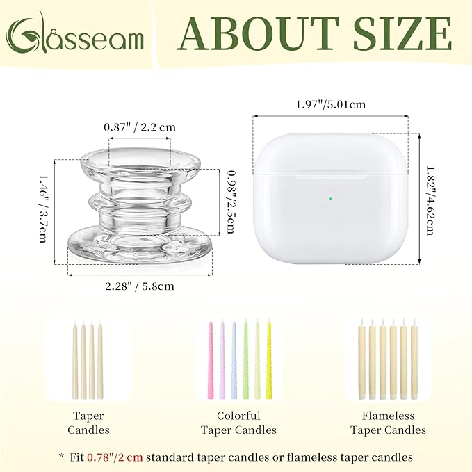 Glasseam Taper Candle Holders Bulk: 10pcs Glass Candle Sticks Holder Decor Clear Short Small Candlestick Holders Modern for Table Centerpiece Wedding Christmas Dinner Party