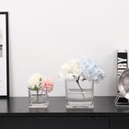 Square Flower Vases Set of 9, 3"x 3"x 3" Glass Vases for Centerpieces, Clear Vase for Flowers, Small Vase for Wedding, Party, Home Office Decoration