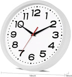 Wall Clock Silent Non-Ticking Modern Clock Battery Operated 10 Inch Small Classic Analog Decorative for Kitchen, Living Room, Office, Bedroom, Bathroom (White)
