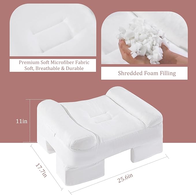 HOMBYS Side Sleeper Pillow with Arm Hole, Shredded Foam Shoulder Pillow for Neck & Shoulder Pain Relief, Multi-Angle Armholes for Different Sleeping Positions, Ergonomic Arm Holes Positioner