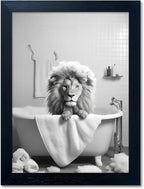 Black and White Lion Canvas Wall Art Bathroom Pictures Paintings for Wall Decor Funny Bathroom Wall Art Framed Animal Print Artwork