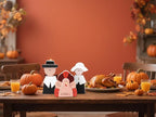 Amorita Fall Thanksgiving Decorations Wooden Turkey Pilgrim Couple Table Sign 3 Pcs Fall Thanksgiving Decor Standing Tabletop Sign Decor for Autumn Harvest - Z