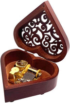 Pursuestar It's a Small World Music Box, Heart Shaped Vintage Hollow Out Wood Mechanism Wind Up Musical Box Gifts for Birthday Christmas Wedding Valentine's Day