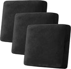 H.VERSAILTEX Velvet Stretch Couch Cushion Cover Plush Cushion Slipcover for Chair Loveseat Sofa Cushion Furniture Protector Seat Cushion Sofa Cover (3 Piece XL Sofa Cushion Covers, Black)