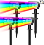 NYMPHY Solar Color Changing Lights, 7 Lighting Modes Solar Lights Outdoor Waterproof IP68, Multicolor RGB Outdoor Lights for Garden Yard Landscape Decorations- 4 Pack