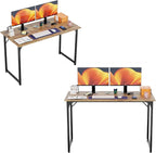 PayLessHere | 47 Inch Computer Desk | Brown | Office Desk with Metal Frame, Adjustable Feet | Water-Resistant, Scratchproof Surface | Sturdy Writing Table for Home Office or Study | Pack of 2