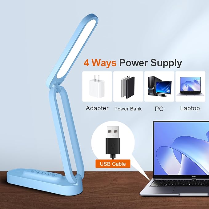LED Desk Lamp for Office Home & Battery Operated Lamp Rechargeable Lamp Foldable & Portable Light, LED Desk Light Strip, 3 Brightness Dimmable Small Desk Lamp Wireless Reading Lamp