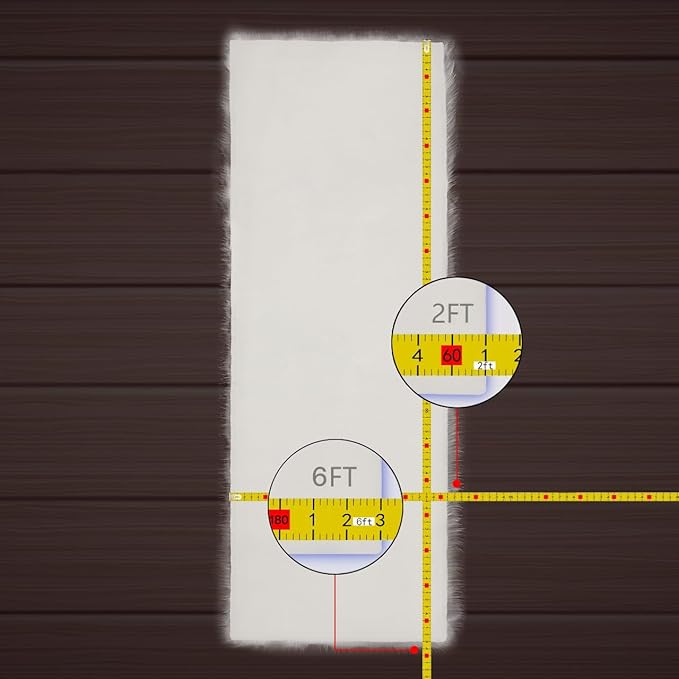 AMTOVO Faux Fur Rug, Red Ultra Soft Fluffy Shag Sheepskin Rug, 2 x 6 ft Runner Area Rugs for Bedroom Sofa Throw Cushion Room Decor, Rectangle