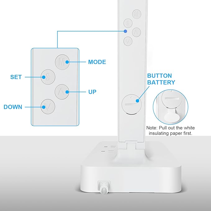 Smart Desk Lamp with Dual USB Charging (Type-C/USB-A) & 2 AC Outlets, Digital Clock, Temperature Display, 5 Color Modes, 5 Brightness, Adjustable - for Office, Bedroom, Dorm Room, Study