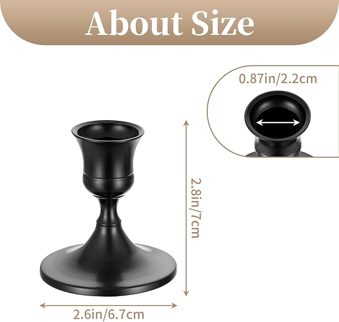 Sziqiqi Candlesticks Holder for Wedding Table Centerpiece - Black Taper Candle Holders Candle Stick Holder Bulk for Christmas Candlelight Dinner Wedding Party Festival Decor Pack of 6