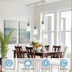 3-Light Farmhouse Chandelier Light Fixture Brushed Nickel Clear Seeded Glass Dining Room Hanging Modern Pendant Lighting Over Table,Traditional Ceiling Lights for Kitchen Island Entryway