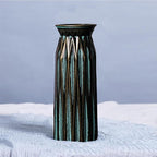 Blue Antique Vase, 12 Inches Elegant Vintage Glass Vase Rustic European Unique Chic Style for Tabletop, Kitchen, Office, Living Room Decoration