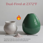 Flower Vase-Handcrafted Ceramic with Smooth Green Glaze, Small Vase for Flowers w/Waterproof Interior and Anti-Slip Bottom, Vases Home Decor Shelf Decor Table Centerpieces