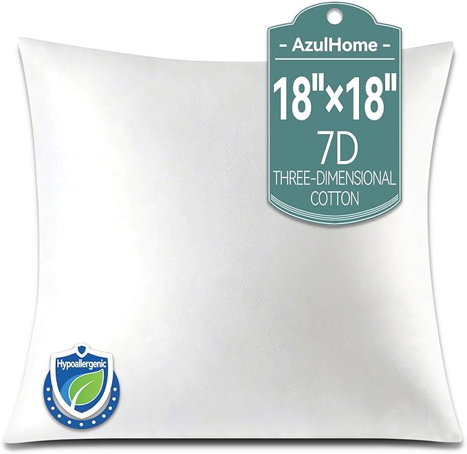 18 x 18 Throw Pillow Inserts, Outdoor Pillows Water-Resistant, Square Form Cushion Stuffer for Garden, Bench, Patio, Lightweight Soft Fillers for Sofa, Bed, and Home Décor